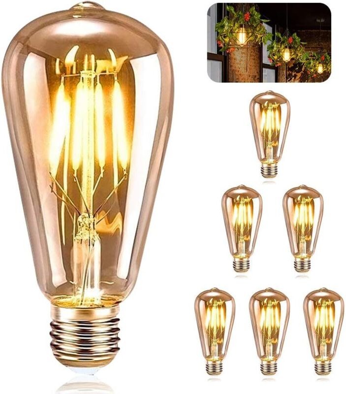Stück, Vintage E27 Glühbirne, rustikale Hochzeitsdekoration, LED E27 ST64 Retro Edison Vintage Antik Dekorative Glühbirn...