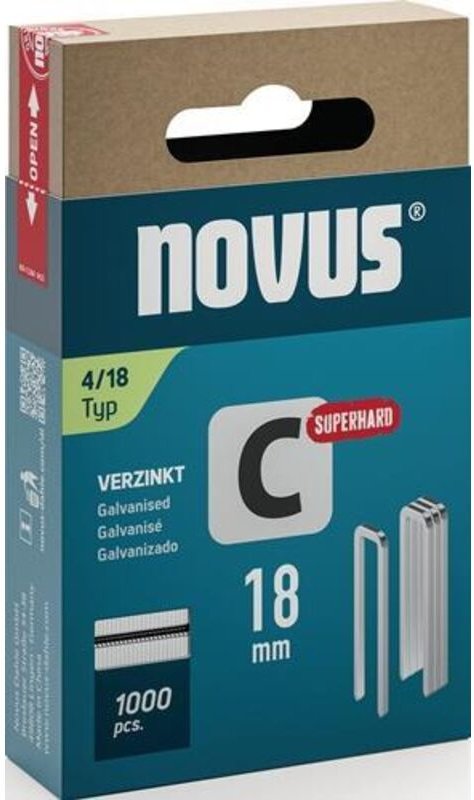 Novus - Schmalrückenklammer c Typ 4 Breite 6 mm Schenkellänge 18 mm Drahtbreite 1,1 mm