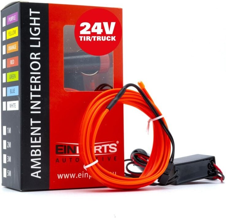 LED-Auto-Ambientebeleuchtung mit Glasfaseroptik, 24 V, Rot, 2 Meter