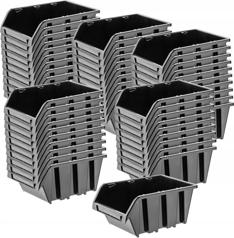 Stapelbox aus pp Kunststoff, 290 x 200 mm, Schwarz, 50 Stück - Kadax