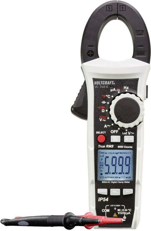 VC740 (k) Stromzange, Hand-Multimeter kalibriert (iso) digital Spritzwassergeschützt (IP54 - Voltcraft