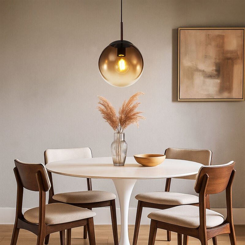 LED Pendellampe Esstisch Wohnzimmerleuchte Hängeleuchte Glas rauch, Metall nickel matt, 1x 7W 630lm warmweiß, DxH 20x120...