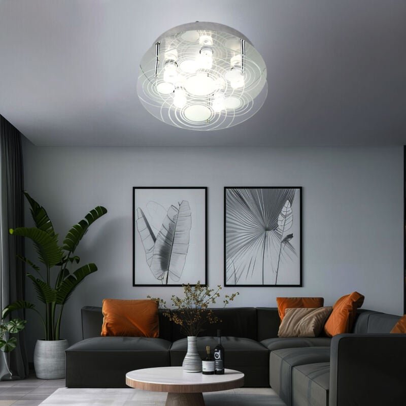 Globo Lighting - Deckenleuchte Glas satiniert Deckenlampe 6 Flammig Wohnzimmerleuchte Decke, 6x 5W 400Lm warmweiß, DxH 3...