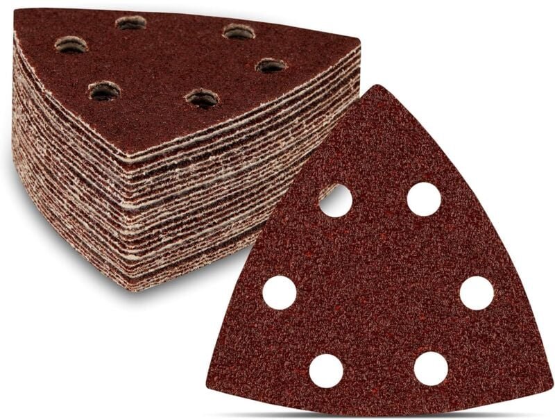 Delta-Schleifdreiecke 60 Stück 6 Löcher 90 x 90 x 90 mm Mixpack (je 10 x Körnung 40/60/80/120/180/240) für Deltaschleife...