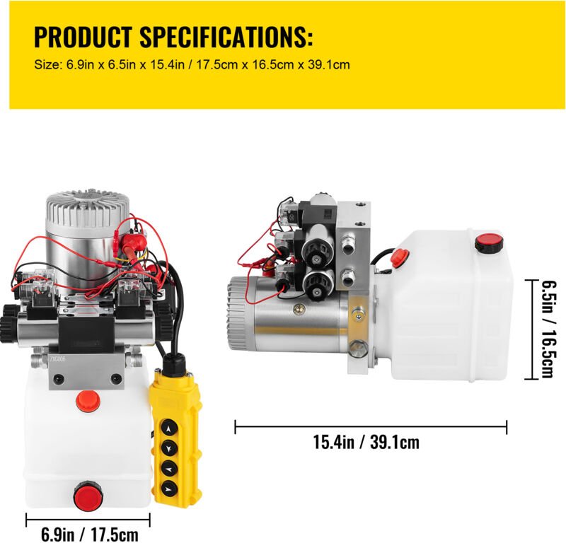 Thumbnail - Hydraulikpumpe, doppeltwirkendes Aggregat, 12V dc, Doppelmagnet-Hydraulikaggregat, 4,5L Behälter, für Kippanhänger und A...