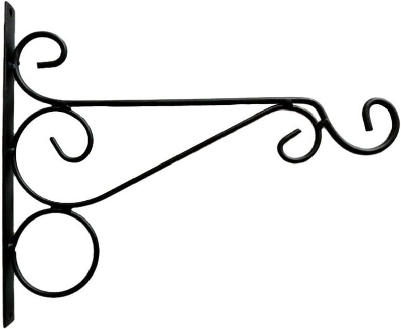 Shining House - nSet mit 2 schwarzen Halterungen für Hängekörbe für den Außenbereich, Vintage-Haken zum Aufhängen von Pf...