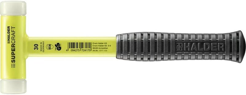 Thumbnail - SUPERCRAFT-Schonhammer, mit bruchsicherem Stahlrohrstiel, gelb-fluoreszierend beschichtet und ergonomisch geformtem, rut...