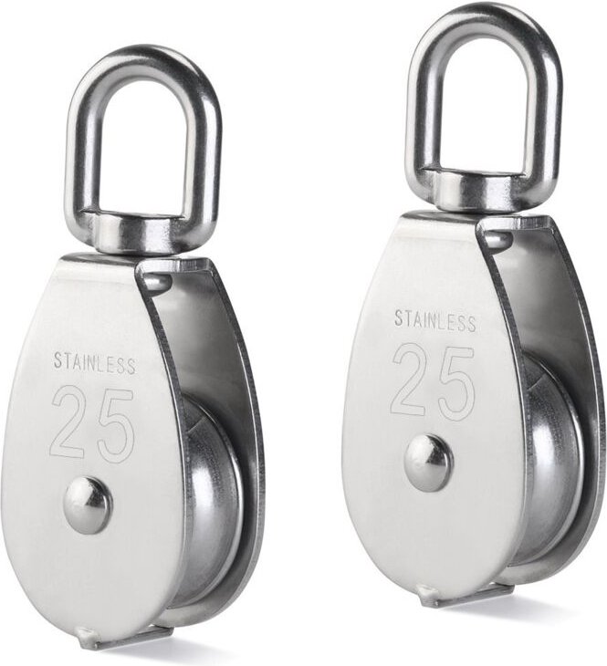 25 mm 304 Edelstahlrolle M25 Heberolle 400 kg Drehhakenrolle mit Einzelrolle - Silber (2 Stück)