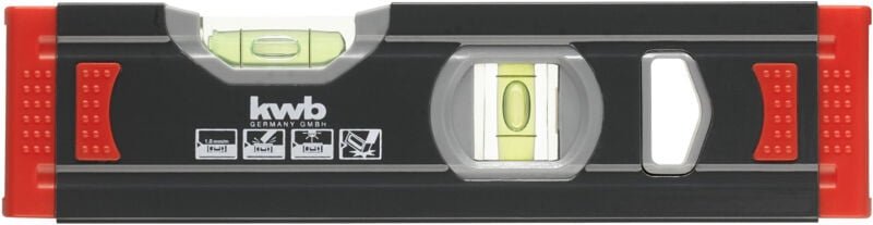 kwb 1 mm Mini Aluminium-Wasserwaage 20 cm, gesicherte Libelle, m Genauigkeit, präzise geschliffen, je 1 Horizontal-und V...