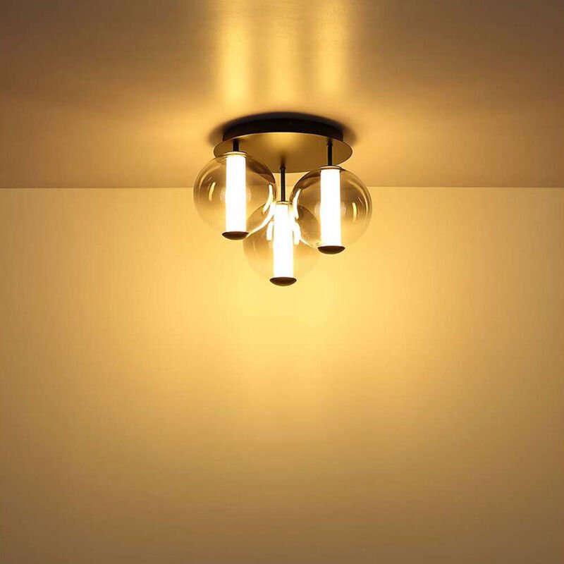 Globo Lighting - Deckenlampe Deckenleuchte Wohnzimmerlampe schwarz Glaskugel rauch led h 29,5 cm