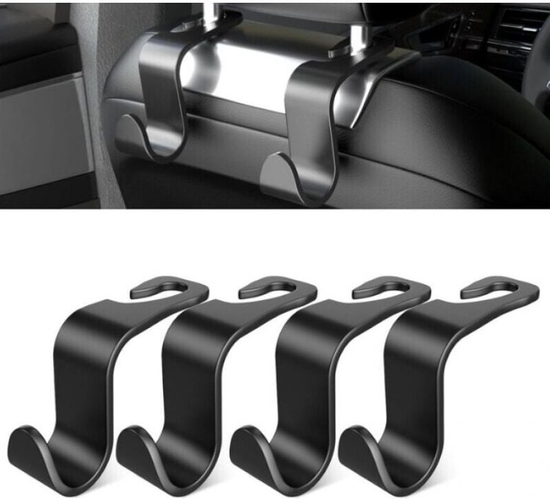 Linghhang - 4 Stück Haken für die Rückenlehne des Autositzes, Auto-Innenausstattung, schwarzer Kleiderbügelhalter aus Ku...