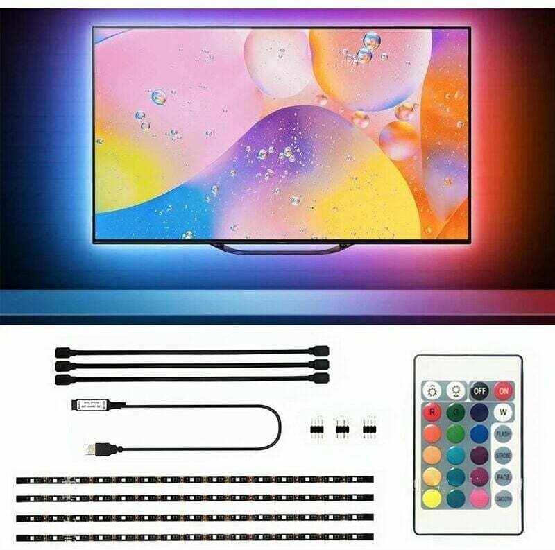 LED-TV-Streifen 5050 RGB + Weiß 6000K, Novostella 2M LED-Beleuchtung mit 72 LEDs 20 Farben, USB-Stromversorgung, für HDT...