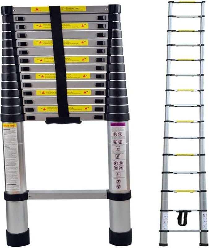 Teleskopische Leiter, Mehrzweckleiter Klappleiter Ausziehbar Aluminium Tragbar Zusammenklappbar - 4.7M