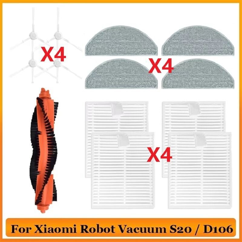 Für S20 / D106 Reiniger Roboter Vakuum Ersatz Teile Wichtigsten Seite Pinsel Abdeckung HEPA-Filter Mopp Teil