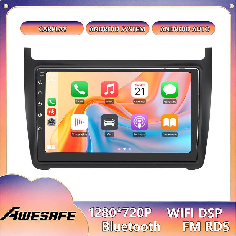 AWESAFE 4G Autoradio Android 13 4GB+64GB für VW Polo (2008-2020) 9'' Touchscreen mit CarPlay GPS Bluetooth Android Auto ...