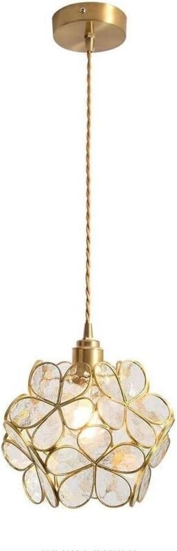 Nordic Petal Pendelleuchte, mundgeblasenes Glas und Messing, E27-Fassung, Deckenlampe, Restaurant, Kinderzimmer (transpa...