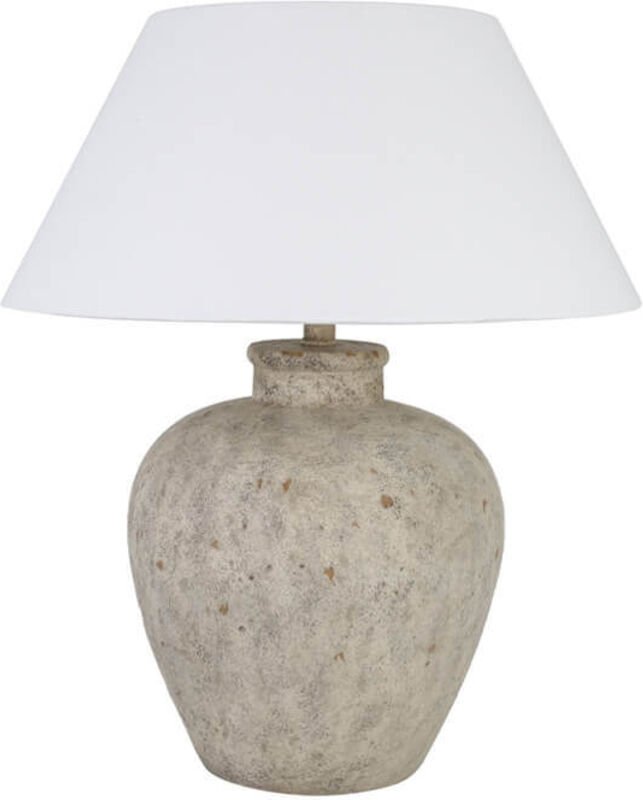 Home Deluxe - Große Tischlampe in Steinoptik lene - Weiß Tischlampe, große Tischlampe, rustikale Tischlampe