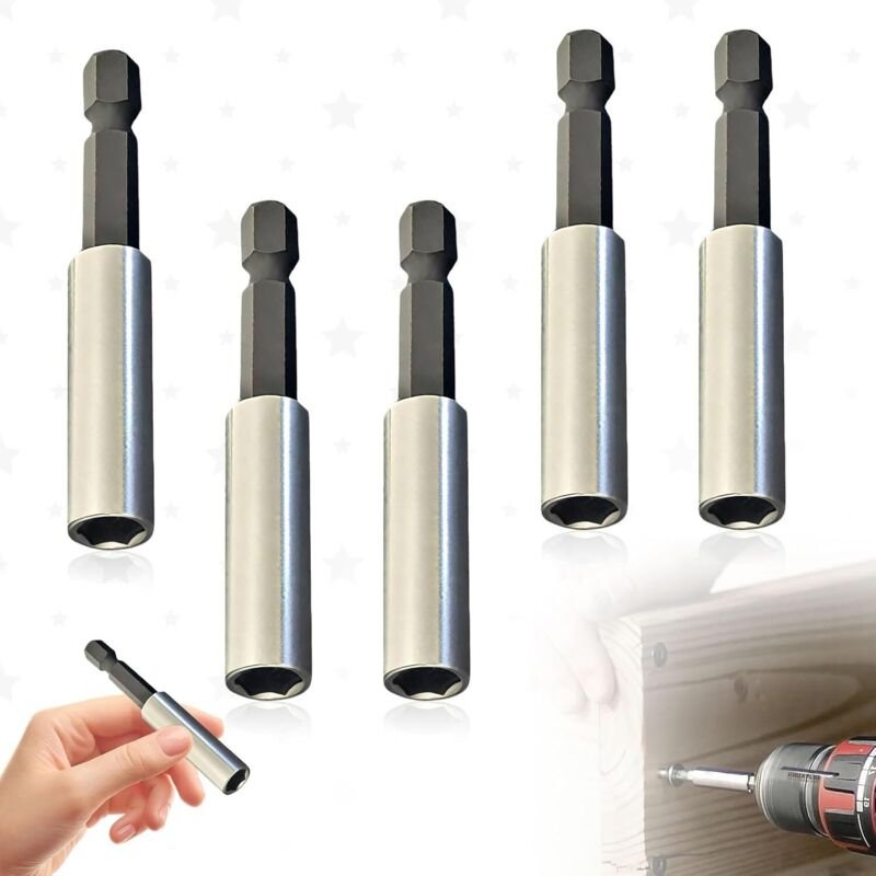 5-teiliges magnetisches Bithalter-Set, 1/4"-Schnellwechsel-Bitverlängerung - 60 mm leistungsstarker magnetischer Bithalt...