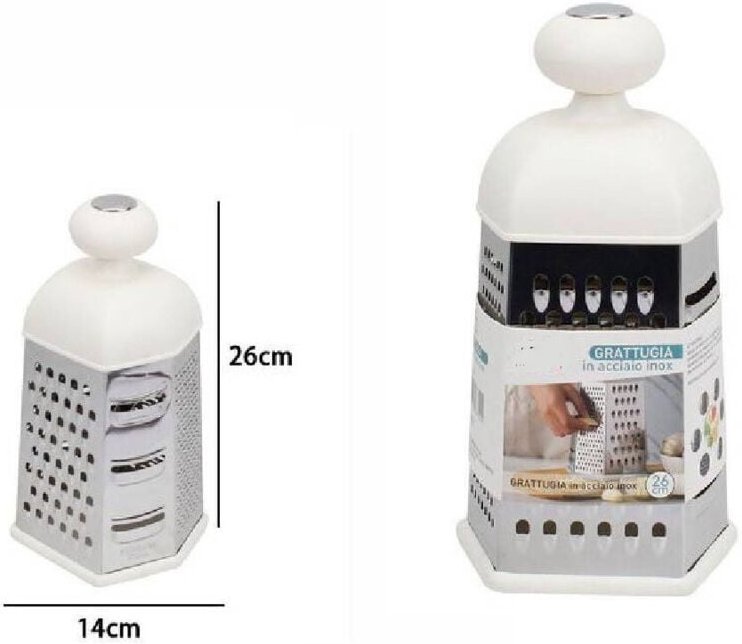 Trade Shop Traesio - Trade Shop - 6-seitige manuelle Reibe aus Edelstahl für Obst, Gemüse und Käse 66342 -