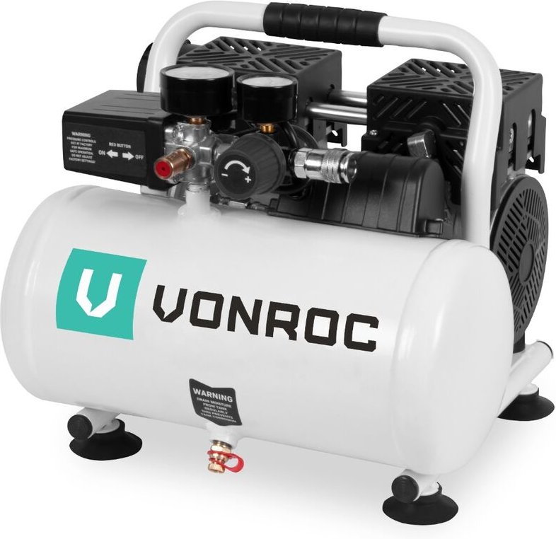 Thumbnail - Leiser Luftkompressor – Ölfrei – 750 W – 1 PS – 128 l/min. - 6-Liter-Tank – 8 bar – 57,5 dB(A) – Weiß