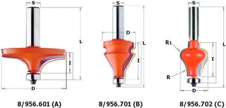 CMT – Fraser fur defonceuse 35mm – Chanfrein 30° – Rayon 3,2mm – Hauteur 38mm – Section 12mm fur finitions soignees sur ...
