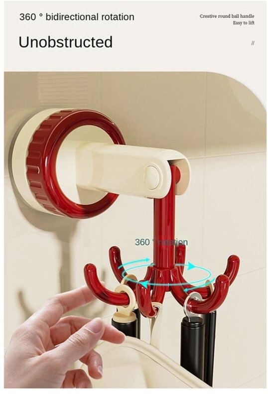 Sechs-Krallen-Haken Küchengeschirr Lagerregal Wandbehang Rot