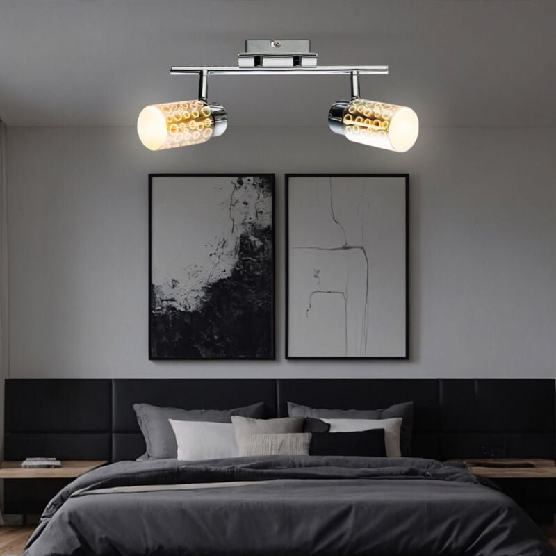 Deckenstrahler LED Deckenleuchte 3D Effekt Wohnzimmerlampe 2 flammig Deckenlampe, Chrom Glas, 2x 4W 2x 400lm warmweiß, L...