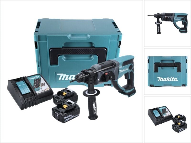 Makita - dhr 202 rtj Akku Kombihammer 18 v 2,0 j sds Plus + 2x Akku 5,0 Ah + Ladegerät + Makpac