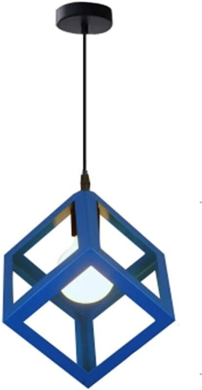 Ersandy - Moderne Industrieleuchte, E27-Käfig-Lampenschirm aus Metall, Deckenleuchte (Cube Blue)