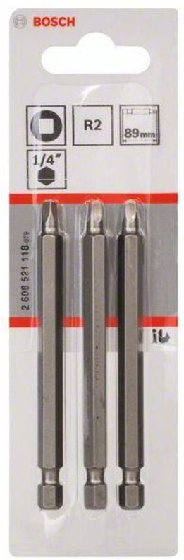 3x Schrauberbit Extra-Hart, R2, 89 mm - 2608521118 - Bosch