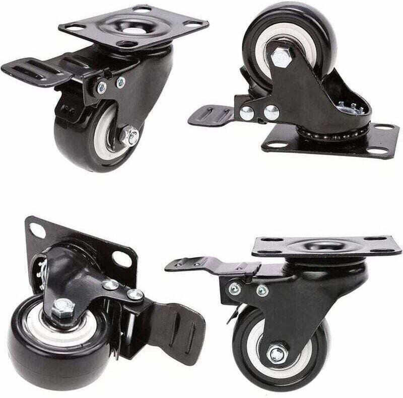 4 Lenkrollen mit Bremse, 50 mm, Gummi-Lenkrollen für Möbel mit 400 kg Tragkraft, nicht abfärbende Rolle für schwere Bean...