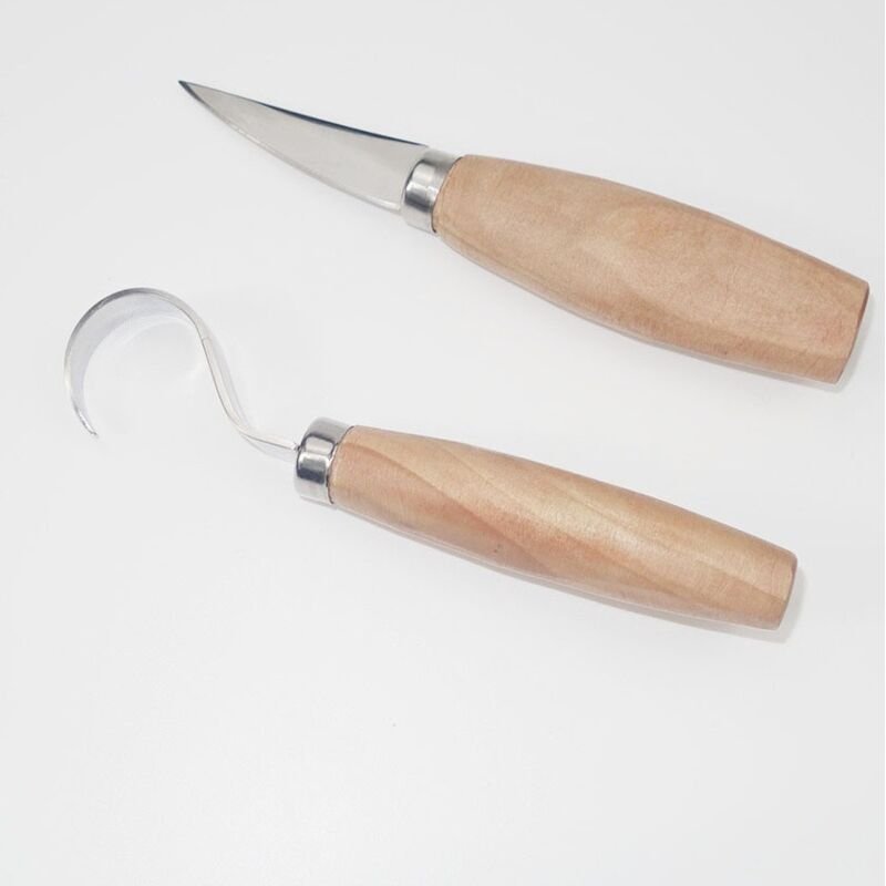 2-teiliges Holzschnitzmesser, Holzhakenmesser, Holzschnitzwerkzeuge mit Holzgriff - Ahlsen
