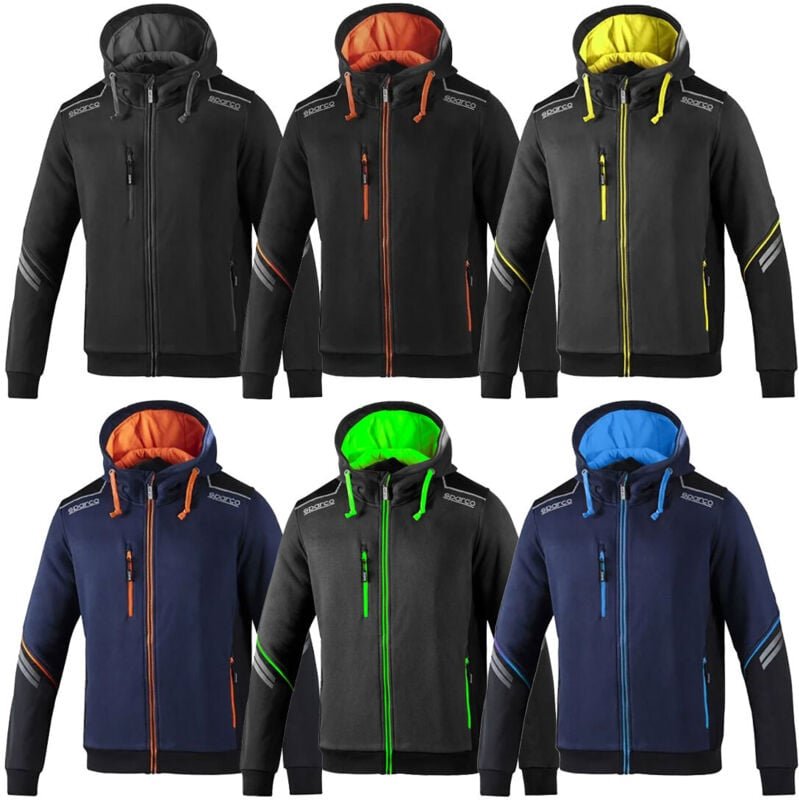 Sparco Colorado Tech Arbeits-Sweatshirt mit Kapuze und durchgehendem Reißverschluss 02414 - L - Azul
