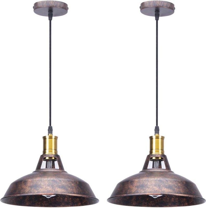 2Pcs Industrielle Hängende Deckenleuchte e27 Metall Eisen Pendelleuchte für Küche Wohnzimmer,Rostfarben