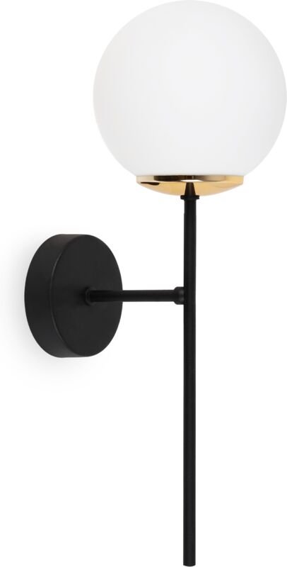 Siena Schwarz-Gold-Wandleuchte 1 Flacher Weisser Lampenschirm E14