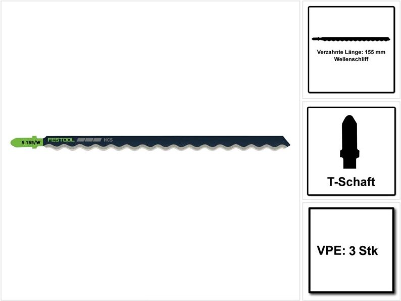Stichsägeblatt s 155/W/3 Building Materials Insulation – 204345 - Festool