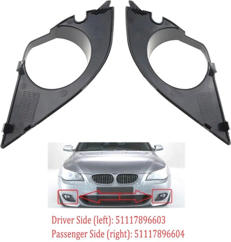 Nebelscheinwerferabdeckung, Lampenrahmengitter für 5er Reihe E60 E61 M Paket 2003-2010, Nebelscheinwerfergitter, Lampenh...