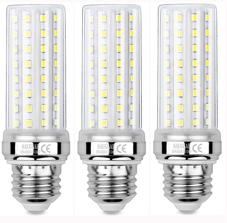 Memkey - 3 Stück 20 w LED-Mais-Glühbirnen, 150 w äquivalente Glühlampe, 2300 lm, 4000 k Neutralweiß, E27-Glühbirnen mit ...