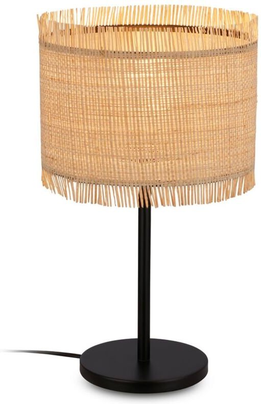 Borra Tischlampe, Strohschirm, Kabelschalter, Boho-Stil, E27 Fassung, Natur, Ø25 x 43,5 cm - Briloner