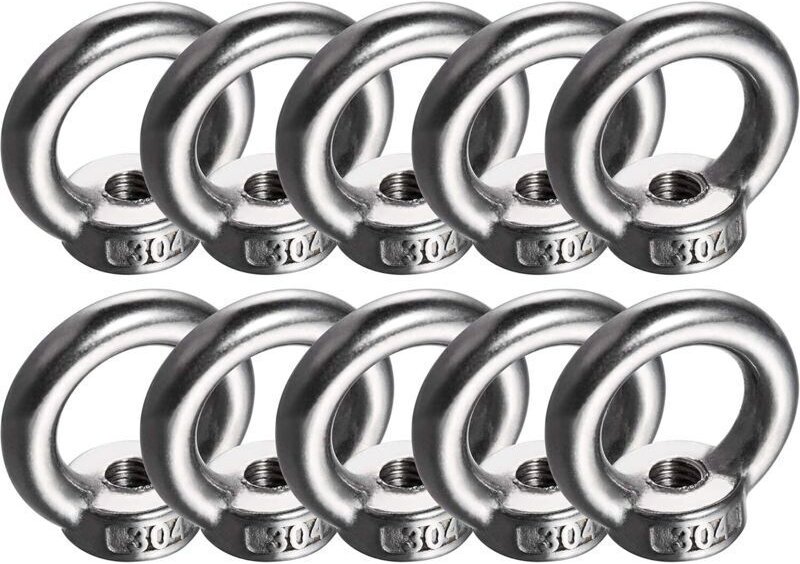 10 Stück M8-Augenmutter-Senderringe, 230 kg Tragfähigkeit, polierter Edelstahl 304, Eiermutter