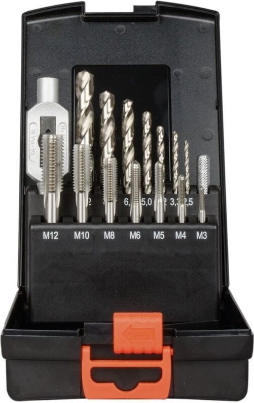 Projahn - Einschnitt Gewinde Bohrzeugsatz hss-g 15-tlg. M3-M12 in Kunststoffkassette