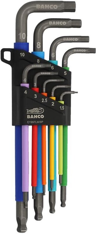 C1997LM/9P Innen-Sechskant Winkelschraubendreher-Set 1.5 mm, 2.0 mm, 2.5 mm, 3.0 mm, 4.0 mm, - Bahco