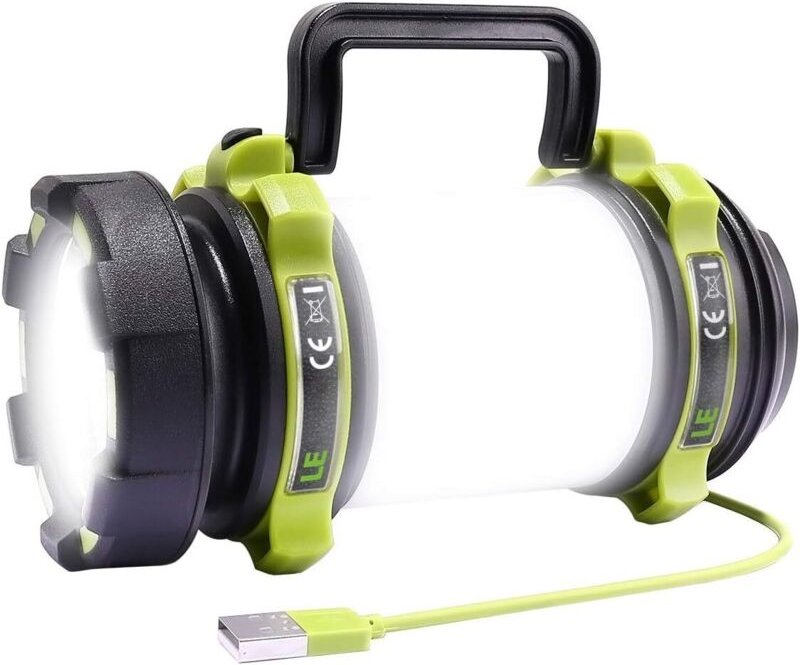 LE LED-Campinglicht, wiederaufladbare Campinglaterne mit 2600 mAh, leistungsstarke LED-Laterne mit 6 Modi, USB-Kabel im ...