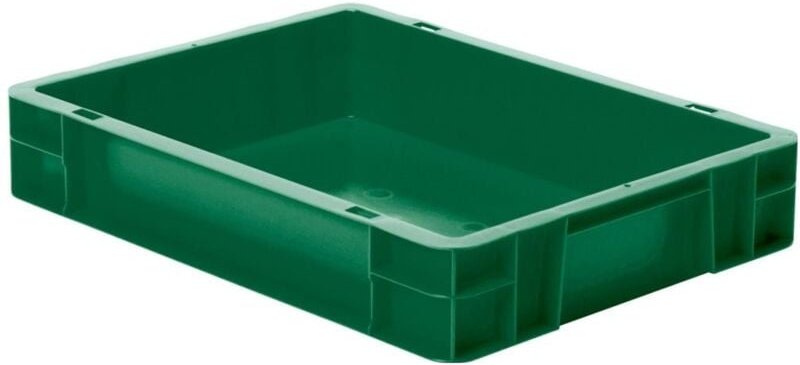 Transport-Stapelkasten B400xT300xH75 mm grün, geschlossen ohne Griffloch - La-ka-pe