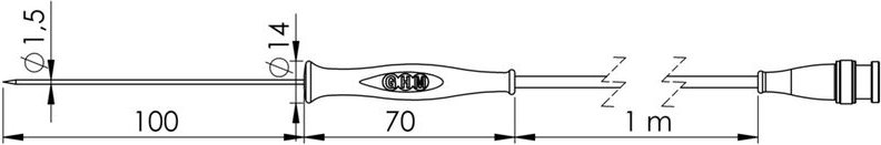 Greisinger - gf 1T-E1.5 Einstechfühler -70 bis 250 °c Fühler-Typ Pt1000