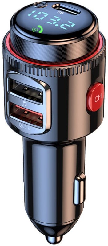 Bluetooth-Autoadapter, drahtloser FM/AUX-Transmitter, USB-C/QC 3.0-Schnellladefunktion, Musikwiedergabe über Zigarettena...