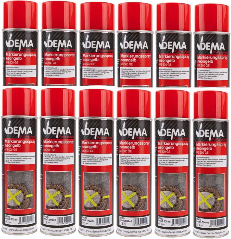 Dema - Markierungsspray / Baum Markierfarbe 500 ml 12-er set neon-gelb Markierspray