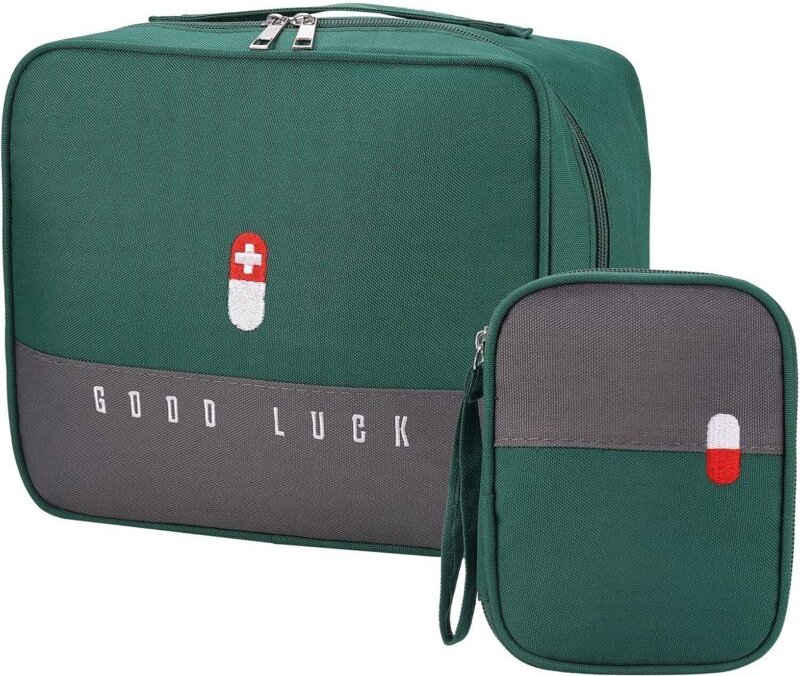 Set mit 2 wasserdichten Reisemedikamentenbeuteln – groß und klein – Tragbare Aufbewahrungstasche für Medikamente für Zuh...