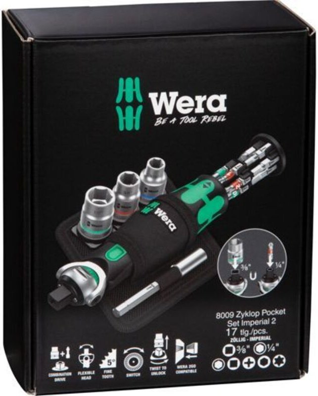 Wera 05004283001 Schraubenschlüssel de Ratsche 18 Stück Schwarz, Grün