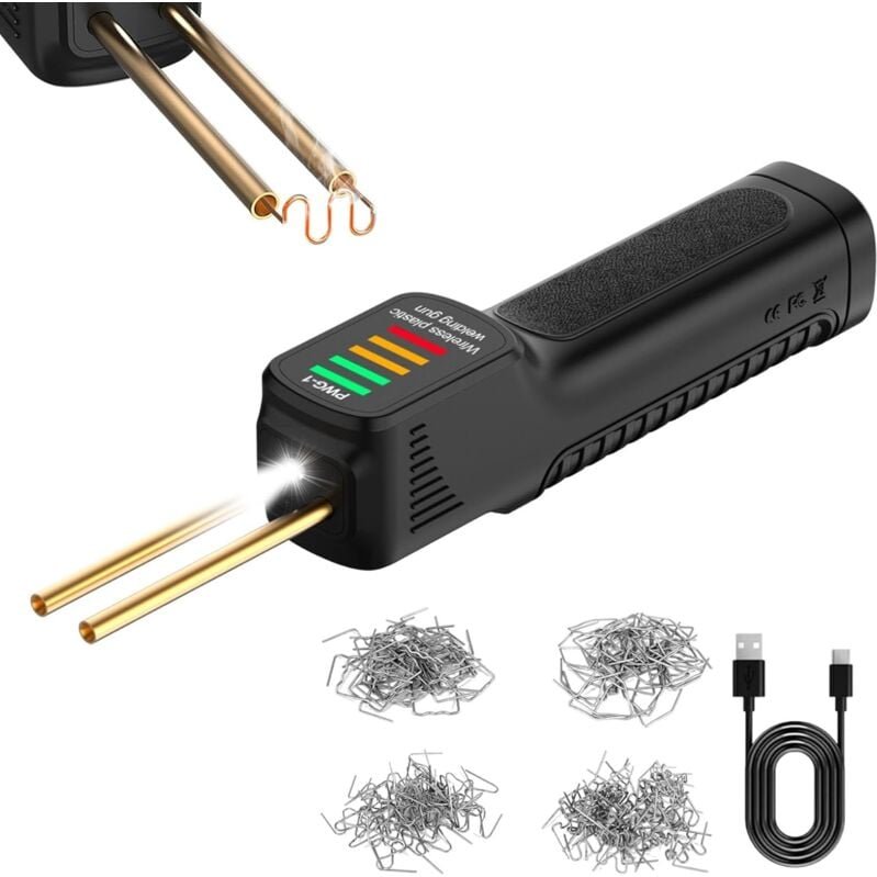 Ej.Life 100-W-Kunststoffschweißgerät, Schweißpistolenreparatur mit 200 Heißtackern, Auto-Stoßstangen-Reparaturset,